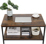 Rustic Wood Coffee Table Rectangular Coffee Table with Storage Shelf Durable 31, Brown