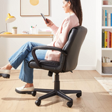 Basics Padded Office Desk Chair with Armrests, Adjustable Height/Tilt, 360-Degree