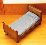 1:12 Dollhouse Miniature Doll Furniture Vintage Wooden Single Bed Stripe Bedding