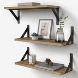 Set of 3, Light Wood Wall Bookshelf