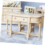 3pcs Drawer Model House Desk Doll Table Khaki Toy Wear