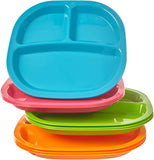 Harmony 3-compartment Divided Plastic Kids Tray in 4 Calypso Colors | set of 12 Reusable,
