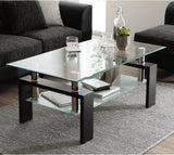 Rectangle Modern Side Coffee Table with Lower Shelf