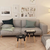 2 Pieces Side Table Set Console Table Set Coffee, 18.9"D x 18.9"W x 18.7"H, Black