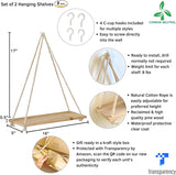 Set of 2  Wooden Shelf Macrame Rope