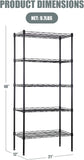 5-Tier Metal Shelving Unit Storage Shelves Metal Shelves 48"x21"x12"