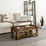 Rising Tabletop Dining Table for Living Room Reception Room, 38.6in L, Rustic Brown