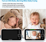 5''Display, Pan-Tilt-Zoom Video Baby Monitor with Camera and Audio, Night Vision