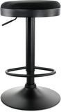 2 Piece Backless Adjustable Fabric Bar Stool in Black with Black Base