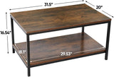 Rustic Wood Coffee Table Rectangular Coffee Table with Storage Shelf Durable 31, Brown