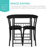 3-Piece Wooden Round Table & Chair Set for Kitchen, Black