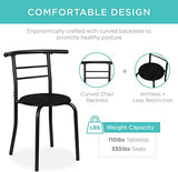 3-Piece Wooden Round Table & Chair Set for Kitchen, Black