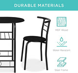 3-Piece Wooden Round Table & Chair Set for Kitchen, Black