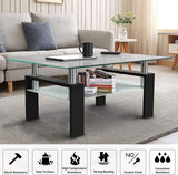 Rectangle Modern Side Coffee Table with Lower Shelf