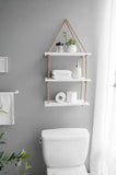 3 Tier White Wood Wall Mount Floating Shelf