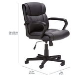 Basics Padded Office Desk Chair with Armrests, Adjustable Height/Tilt, 360-Degree