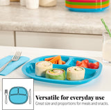 Harmony 3-compartment Divided Plastic Kids Tray in 4 Calypso Colors | set of 12 Reusable,