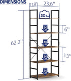 5 Tier Bookshelf, Tall Bookcase Shelf Storage Organizer