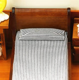 1:12 Dollhouse Miniature Doll Furniture Vintage Wooden Single Bed Stripe Bedding