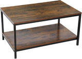 Rustic Wood Coffee Table Rectangular Coffee Table with Storage Shelf Durable 31, Brown