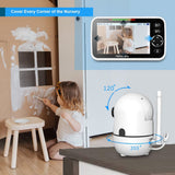 5''Display, Pan-Tilt-Zoom Video Baby Monitor with Camera and Audio, Night Vision