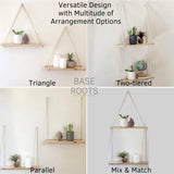 Set of 2  Wooden Shelf Macrame Rope
