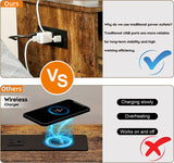 Nightstand with Charging Station Modern End Side Table with Storage Cabinet