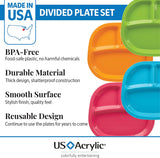 Harmony 3-compartment Divided Plastic Kids Tray in 4 Calypso Colors | set of 12 Reusable,
