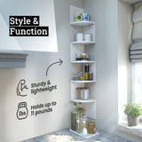 5-Tier Corner Shelves Floating Corner Shelf, Rustic Turquoise
