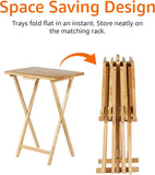 Dinner Folding Trays with Storage Rack - Set of 4