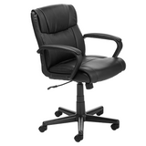 Basics Padded Office Desk Chair with Armrests, Adjustable Height/Tilt, 360-Degree