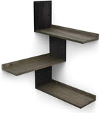 Rustic Wood Corner Floating Shelves Black & Weathered Grey