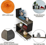 Rustic Wood Corner Floating Shelves Black & Weathered Grey