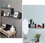 Rustic Wood Corner Floating Shelves Black & Weathered Grey
