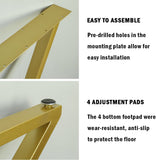 28'' Table Legs Metal Desk Legs Gold Industrial Modern Coffee Table K Shape Cast Iron Modern Dining Furniture Legs Set of 2 (H28-''xW18-'', Set of 2)