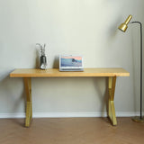 28'' Table Legs Metal Desk Legs Gold Industrial Modern Coffee Table K Shape Cast Iron Modern Dining Furniture Legs Set of 2 (H28-''xW18-'', Set of 2)