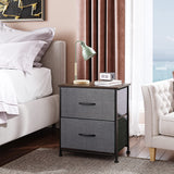 2 Drawers, Bedside Furniture, Night Stand, End Table with Fabric Bins