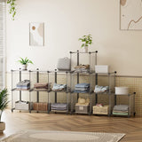 6-Cube Light Grey Cube Storage Organizer, Modular Storage Shelf with Hammer