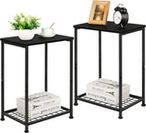 2 Tier Small Bedside Desk with Storage Shelf, Black
