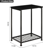 2 Tier Small Bedside Desk with Storage Shelf, Black