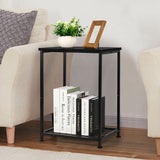 2 Tier Small Bedside Desk with Storage Shelf, Black