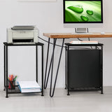 2 Tier Small Bedside Desk with Storage Shelf, Black