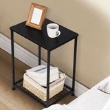 2 Tier Small Bedside Desk with Storage Shelf, Black