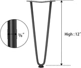 12 Inch Heavy Duty Hairpin Furniture Legs, Black 4 pcs
