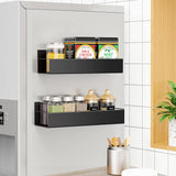 2 Pack Moveable Fridge Magnetic Spice Racks, Metal Black