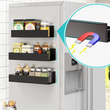 3 Pack Moveable Fridge Magnetic Spice Racks, Metal Black