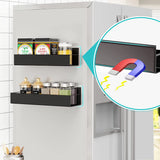 2 Pack Moveable Fridge Magnetic Spice Racks, Metal Black