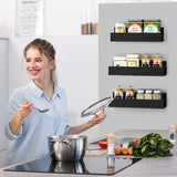 3 Pack Moveable Fridge Magnetic Spice Racks, Metal Black