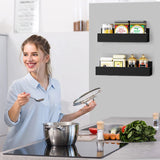 2 Pack Moveable Fridge Magnetic Spice Racks, Metal Black