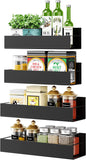 4 Pack Moveable Fridge Magnetic Spice Racks, Metal Black